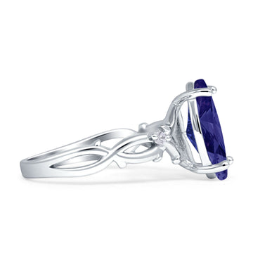 Marquise Split Shank Infinity Twisted Ring Blue Sapphire CZ 925 Sterling Silver Wholesale